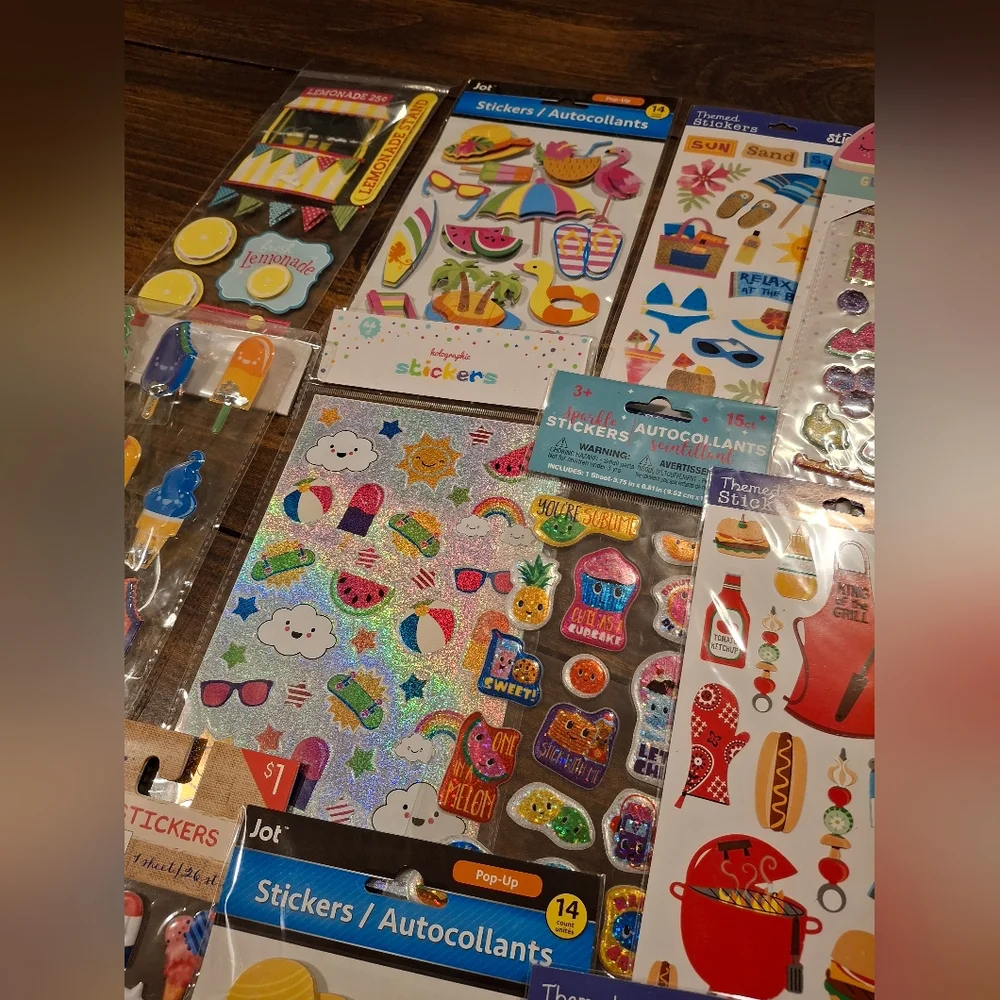 Sticker Lot Pack Scrapbook Embellishments Planner Puffy 3D Shaker Summer Beach